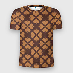 Мужская спорт-футболка Четырехлистный клевер коричневый
