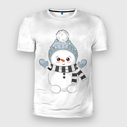 Футболка спортивная мужская Милый снеговик и снежинки, цвет: 3D-принт