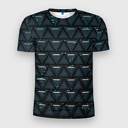 Мужская спорт-футболка Тёмно-зелёные треугольники