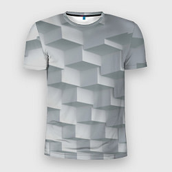 Мужская спорт-футболка Серое множество объёмных блоков