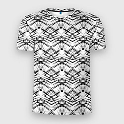 Мужская спорт-футболка Черно белый геометрический узор
