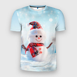 Футболка спортивная мужская Милый снеговик, цвет: 3D-принт