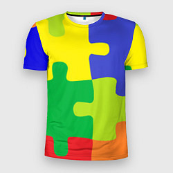 Мужская спорт-футболка Пазлы разноцветные