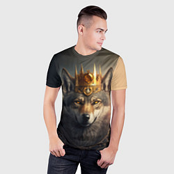 Футболка спортивная мужская Волк в золотой короне, цвет: 3D-принт — фото 2