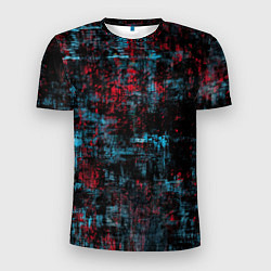 Мужская спорт-футболка Абстракт красного, голубого и чёного