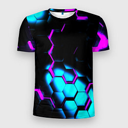 Мужская спорт-футболка Неоновая броня fortnite