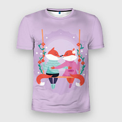 Футболка спортивная мужская Милая пара лисичек в день святого валентина, цвет: 3D-принт