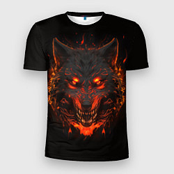 Футболка спортивная мужская Морда огненного волка, цвет: 3D-принт