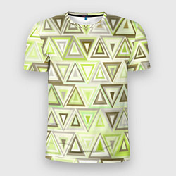 Мужская спорт-футболка Геометрический светло-зелёный паттерн из треугольн