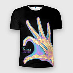 Мужская спорт-футболка Сердечко правой рукой - неоновый рентген