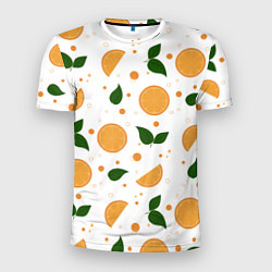 Футболка спортивная мужская Апельсины с листьями, цвет: 3D-принт