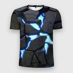 Мужская спорт-футболка Голубая светящаяся неоновая лава