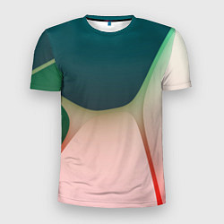 Мужская спорт-футболка Абстрактные зелёные и розовые пластины