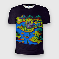 Футболка спортивная мужская Пиксельный остров и замок, цвет: 3D-принт