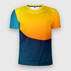 Футболка спортивная мужская Двойной цвет: жёлтый и синий, цвет: 3D-принт
