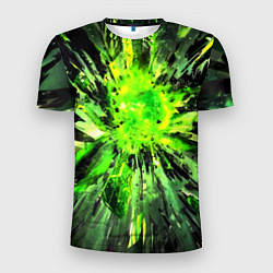 Футболка спортивная мужская Fractal green explosion, цвет: 3D-принт