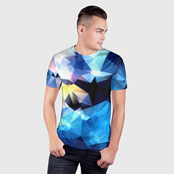 Футболка спортивная мужская Polygon blue abstract collection, цвет: 3D-принт — фото 2