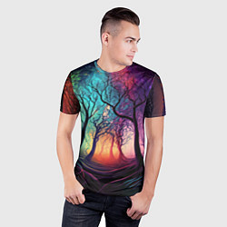 Футболка спортивная мужская Разноцветный неоновый лес, цвет: 3D-принт — фото 2