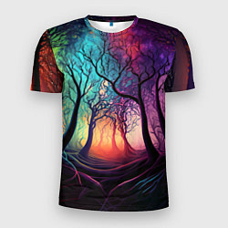 Футболка спортивная мужская Разноцветный неоновый лес, цвет: 3D-принт