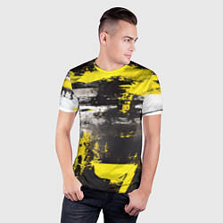 Футболка спортивная мужская Черно-желтая абстракция, нейросеть, цвет: 3D-принт — фото 2