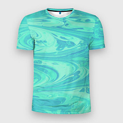 Футболка спортивная мужская Голубой флюид арт, цвет: 3D-принт