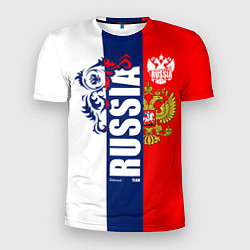 Мужская спорт-футболка Russia national team: white blue red