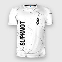 Мужская спорт-футболка Slipknot glitch на светлом фоне: надпись, символ