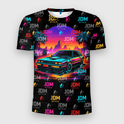 Футболка спортивная мужская JDM neon style, цвет: 3D-принт