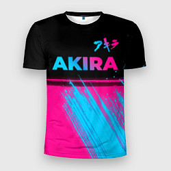 Футболка спортивная мужская Akira - neon gradient: символ сверху, цвет: 3D-принт