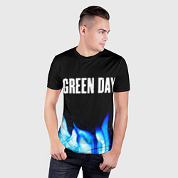 Футболка спортивная мужская Green Day blue fire, цвет: 3D-принт — фото 2