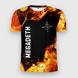 Мужская спорт-футболка Megadeth и пылающий огонь