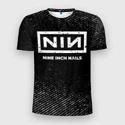 Футболка спортивная мужская Nine Inch Nails с потертостями на темном фоне, цвет: 3D-принт