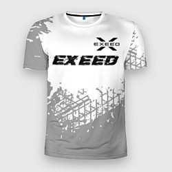 Футболка спортивная мужская Exeed speed на светлом фоне со следами шин: символ, цвет: 3D-принт