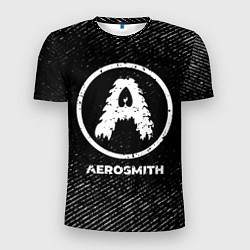 Футболка спортивная мужская Aerosmith с потертостями на темном фоне, цвет: 3D-принт