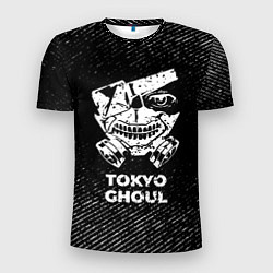 Футболка спортивная мужская Tokyo Ghoul с потертостями на темном фоне, цвет: 3D-принт