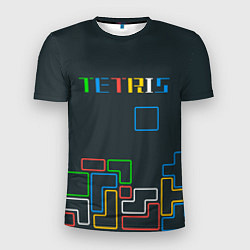 Футболка спортивная мужская Tetris neon, цвет: 3D-принт