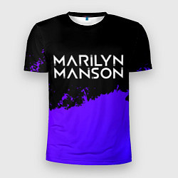 Футболка спортивная мужская Marilyn Manson purple grunge, цвет: 3D-принт