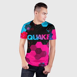 Футболка спортивная мужская Quake - neon gradient: символ сверху, цвет: 3D-принт — фото 2