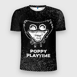 Футболка спортивная мужская Poppy Playtime с потертостями на темном фоне, цвет: 3D-принт