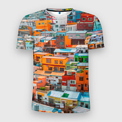 Мужская спорт-футболка Красочный Камчхон-дон в городе Пусан