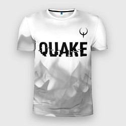 Футболка спортивная мужская Quake glitch на светлом фоне: символ сверху, цвет: 3D-принт