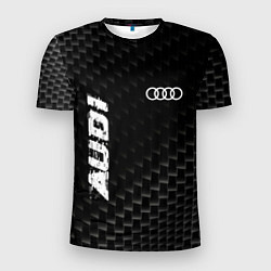 Футболка спортивная мужская Audi карбоновый фон, цвет: 3D-принт
