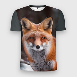 Мужская спорт-футболка Лиса под снегом