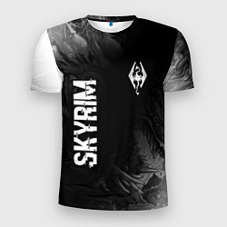 Мужская спорт-футболка Skyrim glitch на темном фоне: надпись, символ