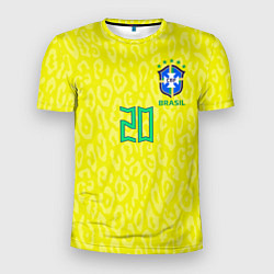 Футболка спортивная мужская Винисиус Жуниор ЧМ 2022 сборная Бразилии домашняя, цвет: 3D-принт