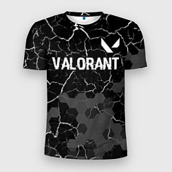 Футболка спортивная мужская Valorant glitch на темном фоне: символ сверху, цвет: 3D-принт