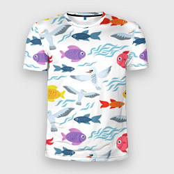 Мужская спорт-футболка Рыбы и чайки