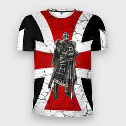 Футболка спортивная мужская Рыцарь на фоне мальтийского креста, цвет: 3D-принт
