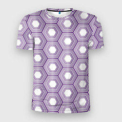Футболка спортивная мужская Шестиугольники фиолетовые, цвет: 3D-принт