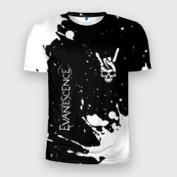 Футболка спортивная мужская Evanescence и рок символ на темном фоне, цвет: 3D-принт